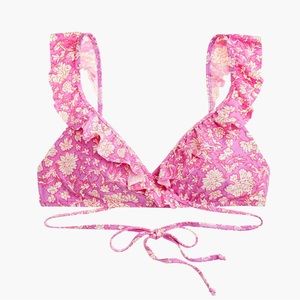 J.Crew pink floral bikini top